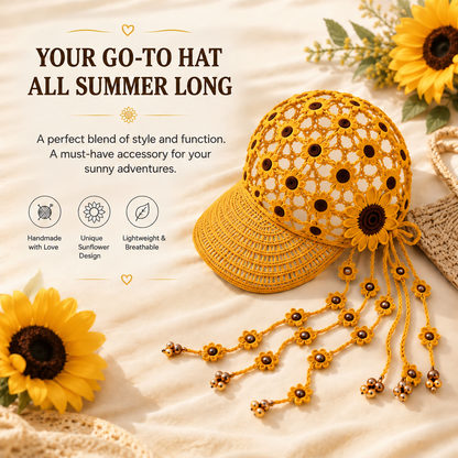 ☀ 🌻 Knitted Sunflower Hollow-Out Baseball Cap