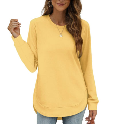 Women's Sweatshirt Crewneck Curved Hem
