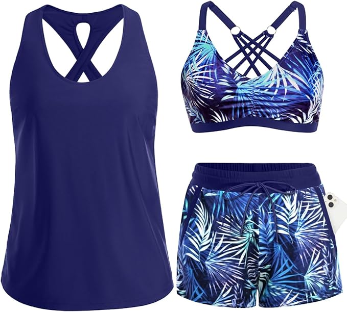 ⏰LAST DAY 50% OFF - 3 Piece Tankini with Shorts 🔥