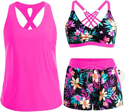 ⏰LAST DAY 50% OFF - 3 Piece Tankini with Shorts 🔥