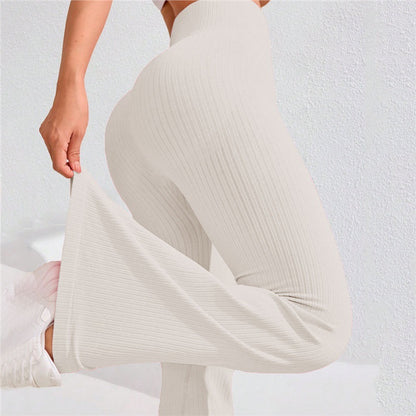 High Waisted Threaded Horn Yoga Pants, Hip Lifting Fitness Pants