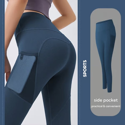 High-waisted tummy-controlling and body-shaping training leggings