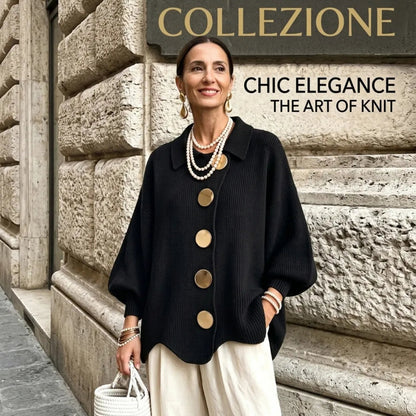 Women's French Knit Cardigan Metal Buttons Irregular Hem