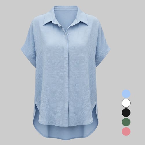 Short Sleeve Solid Color Casual Loose Fit Shirt