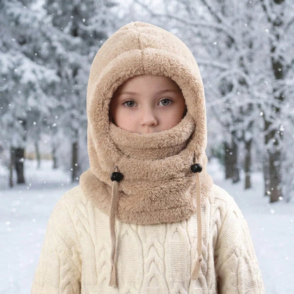 3-in-1 Kids' Winter Hood – Soft Fleece Hat, Face Cover & Neck Warmer❄️🧣