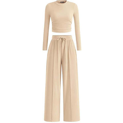 Crop Top Straight Leg Pants 2-Piece Lounge Set